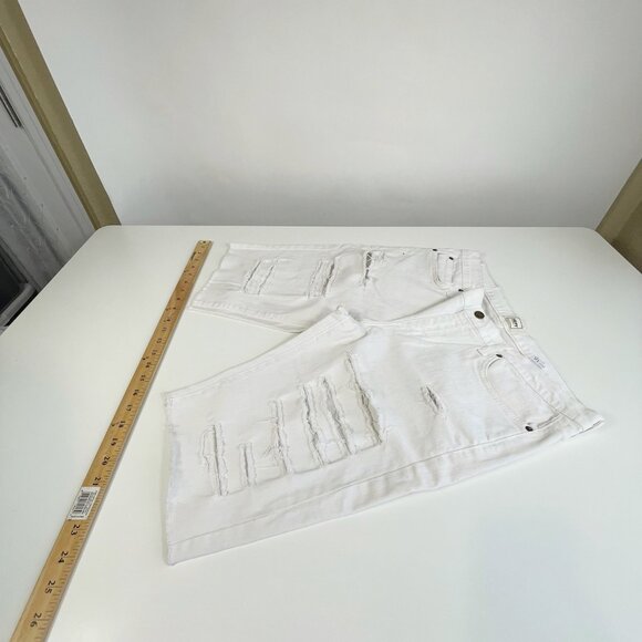 HEFT Distressed White Denim Shorts Size 36 Men’s Ripped Frayed Hem Jorts - Picture 6 of 9